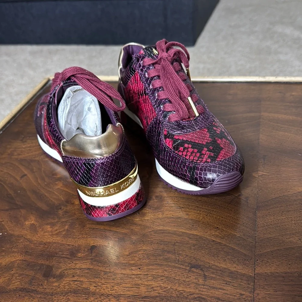 Michael Kors Women's Burgundy Sneakers - Picture 5 of 9